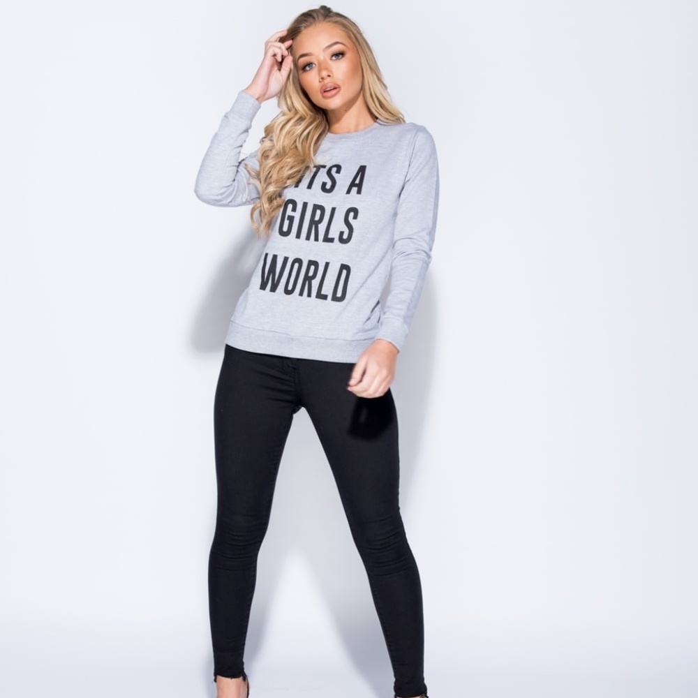 SALE! Its A Girls World Long Sleeve Sweatshirt - Picture 2 of 5